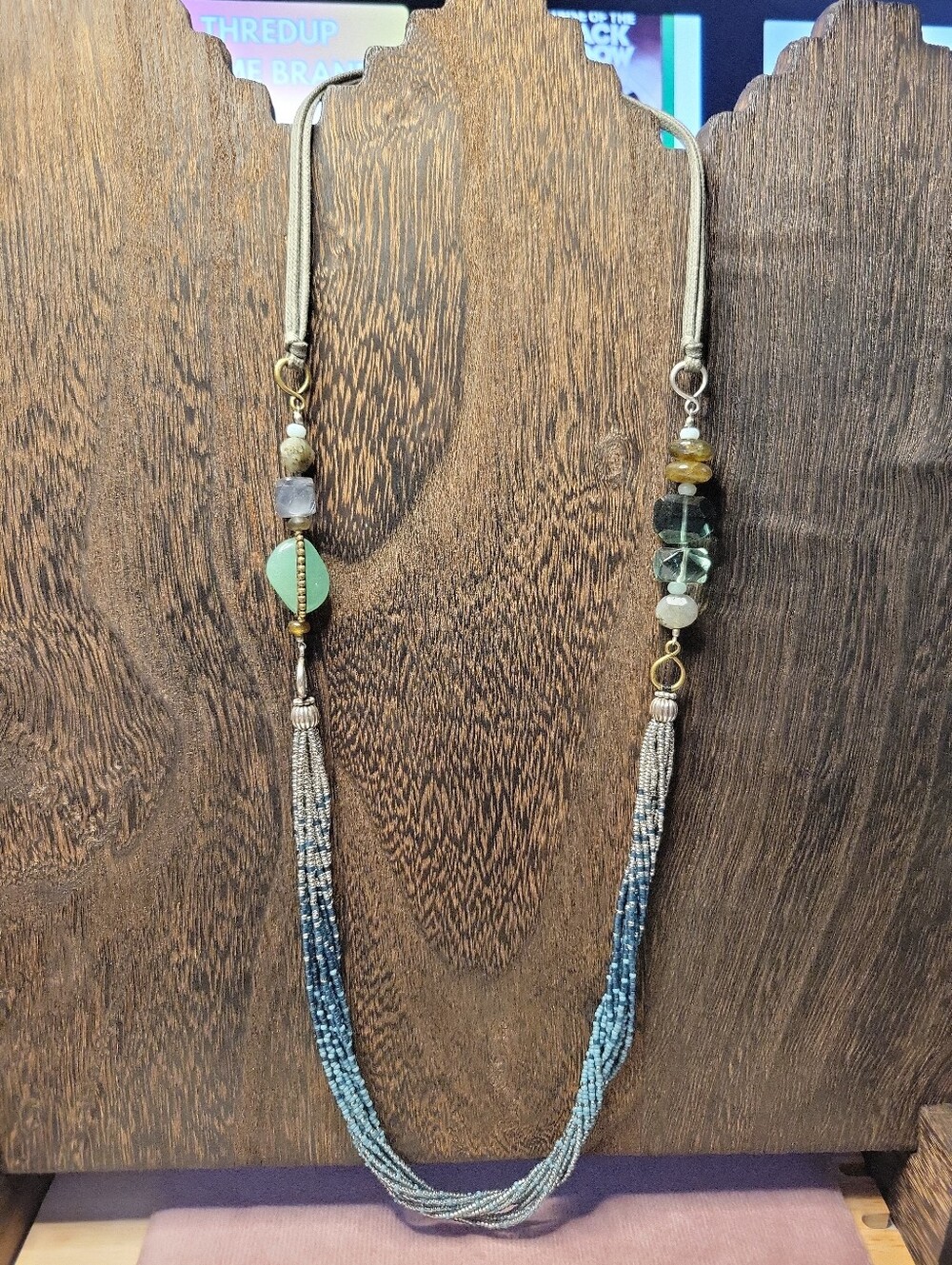 Vintage Retired Silpada Sterling, Labradorite,natural Stones And Leather 28 Inch